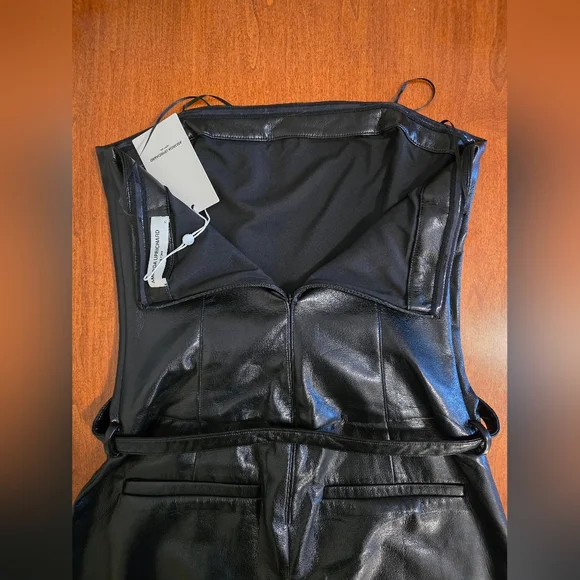 NEW Amanda Uprichard Black Uptown Amoret Faux Leather Jumpsuit | Sz XS - Picture 10 of 14